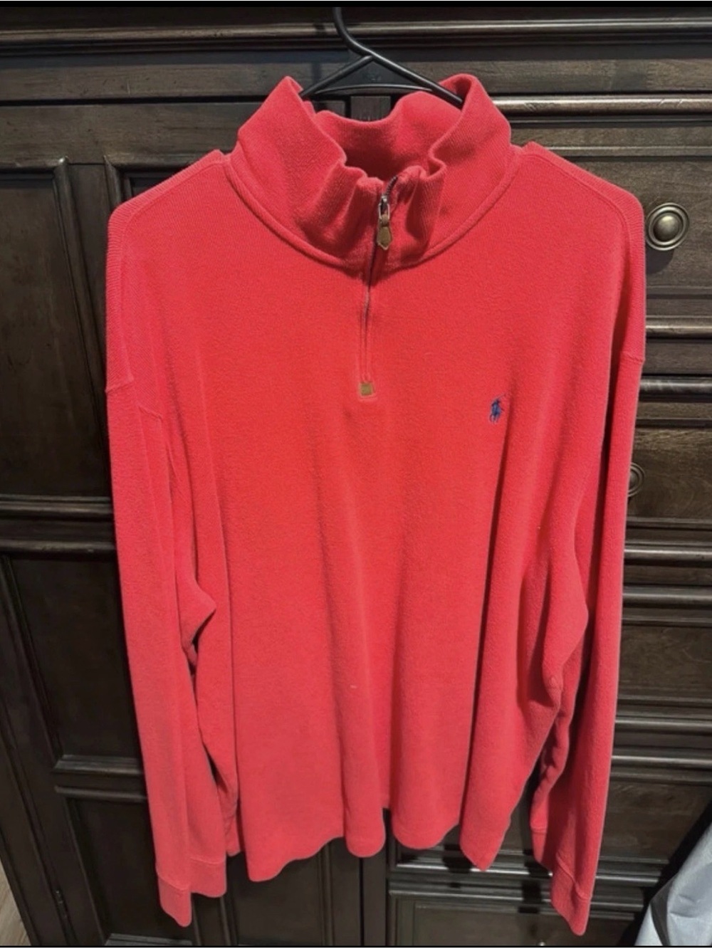 Polo Ralph Lauren Men's Red 1/4 Zip Fleece Mock Neck Sweatshirt 2XL